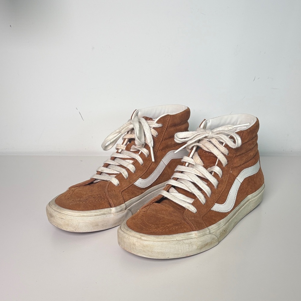 Vans Men's Brown and White High-Top Sneakers